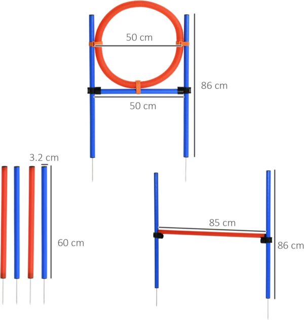 PawHut Pet Agility Training Equipment Dog Play Run Jump Obedience Training Set Adjustable (Pole + Hoop + Hurdle) - Image 5