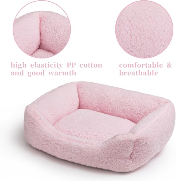 Hollypet Cat Bed Sherpa Fleece Small Dog Bed Pet Bed for Cats and Puppy, Soft Pet Sleeping Bed Breathable Pet Cushion, Light Pink(55 * 45 * 15cm) - Image 6