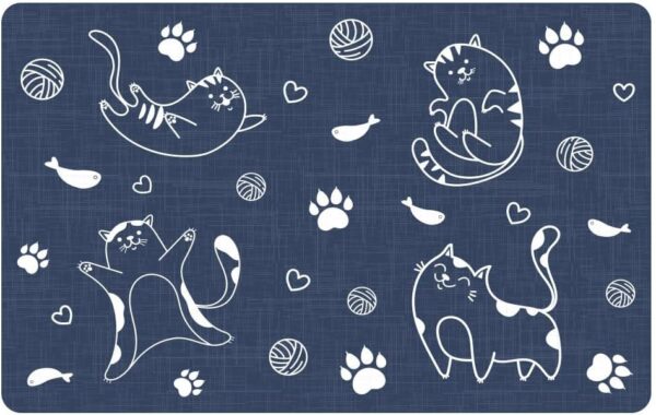 Pet Feeding Mat Absorbent Dog Food Mat No Stains Waterproof Dog Mat for Food and Water, Easy Clean Puppy Supplies Dog Accessories for Messy Drinkers(Blue-44x75 cm） - Image 7