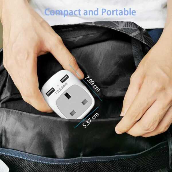 UK to European Travel Adapter 2 Pack, Schuko Grounded Euro EU Plug Adapter with 2 USB Ports for Most of Europe Spain Germany France Iceland Poland Russia and More (Type E/F) - Image 5