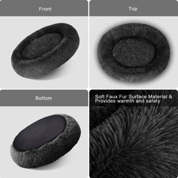 MFOX Calming Dog Bed Cat Bed Donut, Faux Fur Donut Cuddler Washable Self-Warming Pet Bed, Large Round Plush Dog Bed for Small/Medium/Large Dogs(60cm/80cm/90cm/110cm) - Image 5