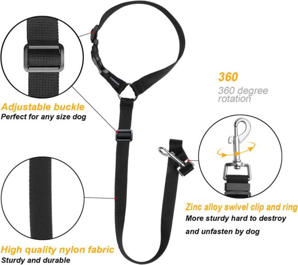 CGBOOM Dog Car Seat Belt, 2 Pack Dual Use Adjustable Dog Car Harness Restraints Leads Pet Puppy Dog Safety Seat Belt for Any Cars Vehicle Travel Dog Accessories (Black) - Image 7