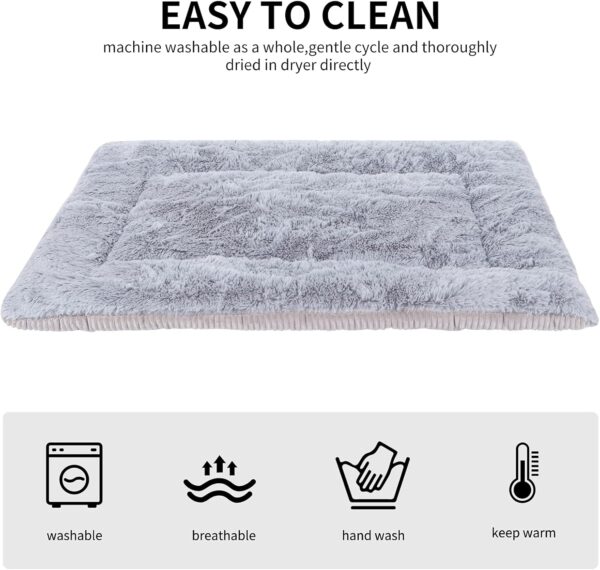 Vejaoo Dog Bed Mat Washable Cat Cushion Soft Premium Plush Dogs Mattress Sofa Dual Purpose Clearance for Small/Medium/Large Dog XZ014 (L(90 * 60CM), Wicker Gray) - Image 3