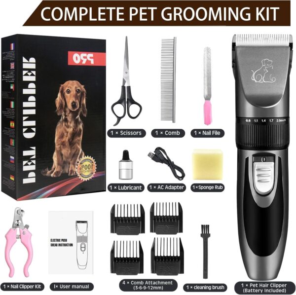 FACAIO Dog Clippers, Dog Grooming kit, Professional for Thick Coats/Heavy Hair, Low Noise Rechargeable Cordless Pet Shaver for Dogs Pets and Animals, Dog Shaver for Dogs Cats Horses - Image 7