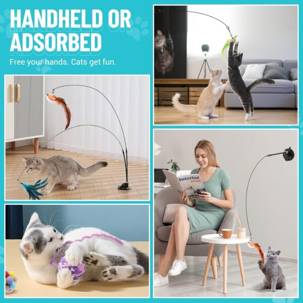 ROSAUI Cat Toy, Cat Toys Self-Entertainment - Interactive and Stimulating for Cats - Complete Set with Bird, Suction Cup Cat Wand, and More - Image 2