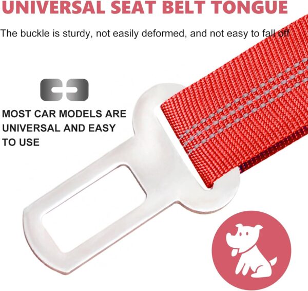 Adjustable Dog Car Seat Belt, Pet Safety Harness with Elastic Strap, Universal Dog Seatbelt for Car Travel, Red, 20in-29in, Adjustable Dog Travel Safety Belt - Image 5