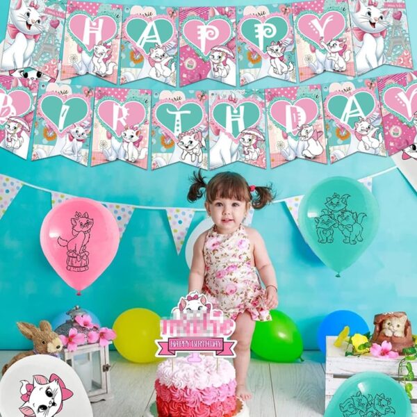 44PCS Cat Birthday Party Decorations,Cat Party Decorations Cat Birthday Party Supplies with Cat Balloon,Happy Birthday Banner,Cake Topper for Kids Cat Theme Birthday Party Baby Shower - Image 4