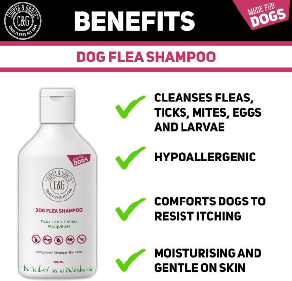 Cooper And Gracie C&G Cruelty free Pet Care Flea Shampoo For Dogs 500ml - Sensitive Itchy Skin Dog and Puppy Grooming - Medicated Fleas Treatment, Lavender - Image 2