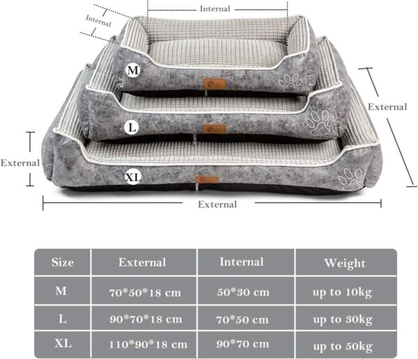 AcornPets® B-605 Deluxe Grey Color Large Dog Bed Cat Pet Pillow Fleece 90 x 70 CM For Large Dogs, Using Fur Velvet, Oxford Frabric, Detachable and Washable - Image 5