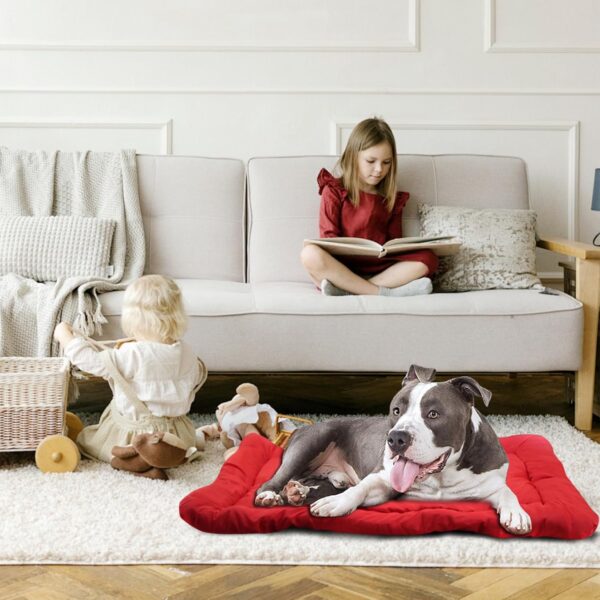 Yissone Foldable Dog Bed Waterproof Dog Mattress Dog Sleeping Bag Anti-Slip Dog Camping Mat Foldable Pet Mat Outdoor Waterproof Dog Mat for Car Crate Sofa Outdoor Camping (90 * 60CM, Red) - Image 5