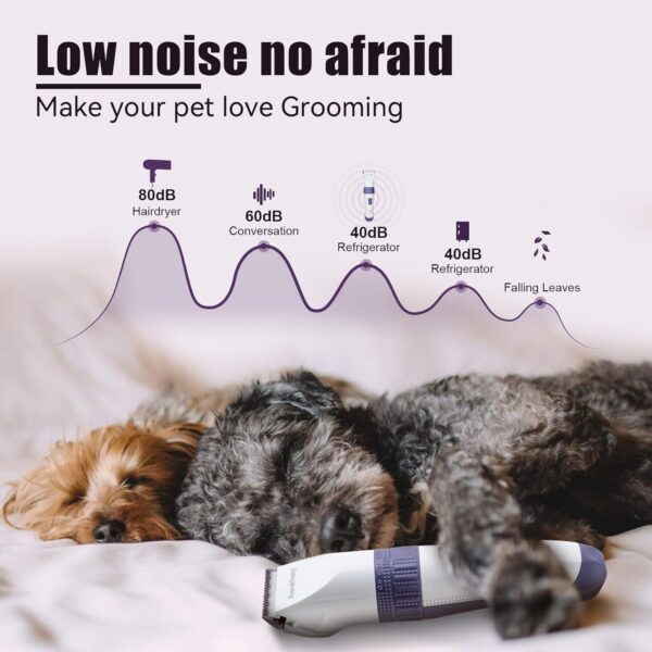 Dog Clippers,Dog Grooming Kit (Upgrade),Roses&Poetry Cordless Dog Grooming Clippers & Pets Hair Trimmers Tools,Rechargeable Low Noise & Suitable for Dogs,Cats and Other Pets with LED Display - Image 3