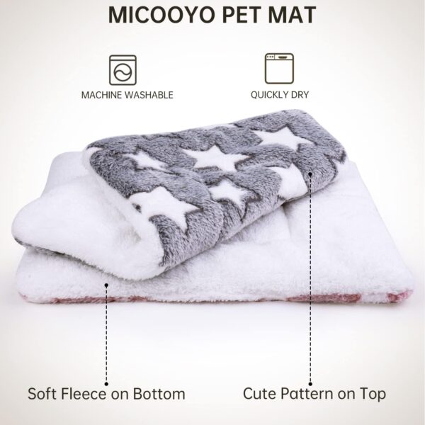 MICOOYO 2Pcs Small Animal Bed Mat - Fluffy Fleece Rabbit Bed, Pet Pad Mat for Rabbit Guinea Pig Squirrel Hamster (XS,Star) - Image 3