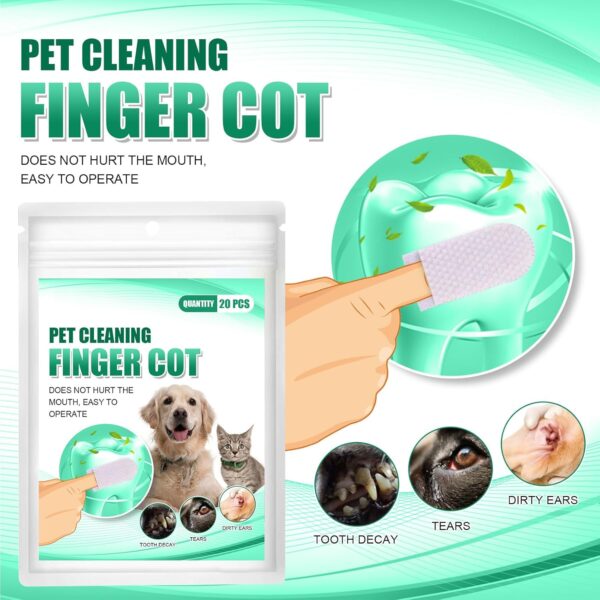 LDREAMAM Pet Care Finger Wipes,Teeth Cleaning Wipes for Pet,Pet Dental Finger Wipes,Dental Care Finger Pads for Pet,Finger Wipes for Dogs Teeth,One-time Gentle Cleaning and Removal of Plaque 20pcs - Image 2