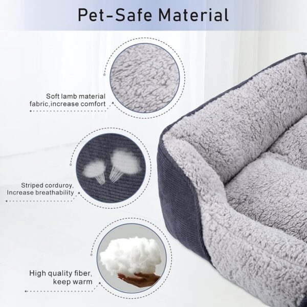 JOEJOY Dog Cat Bed Medium Pet Sofa Bed, Warm Lamb Fleece Medium Dog Bed, Washable Dog Bed For Corgi, 63x53x21cm - Image 2