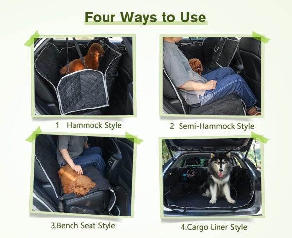 Pecute Dog Car Seat Cover 100% Waterproof,Rear Seat Covers for Dogs with Viewing Window/Side Flaps/Storage Bags,Dog Car Hammock Scratch Proof Nonslip Back Seat Protector for Cars Trucks SUV(146x136cm) - Image 4