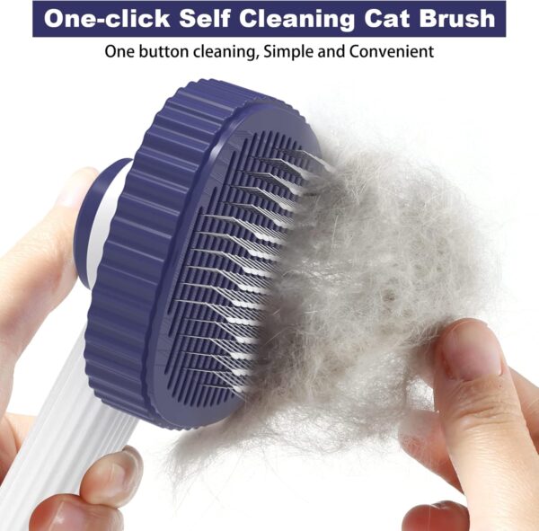 ACE2ACE Cat Brush for Indoor cats, Cat Grooming Brushes for Short and Long Hair Cats, Self Cleaning Cat Brush to Remove Loose Fur and Tangles-Blue - Image 5