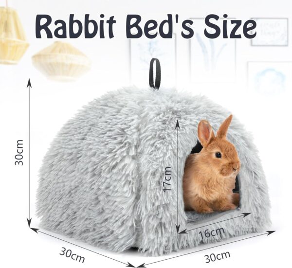 Sbayool Calming Rabbit Bed House, Cozy and Warm Rabbit Hideaway Guinea Pig Bed House with Movable Pad for Rabbits Guinea Pigs Hedgehogs Ferrets and Other Small Pets, Grey - Image 3