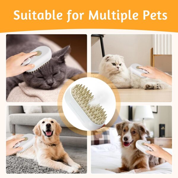 Cat Steam Brush 3 In1 Steamy Cat Brush Rechargeable Cat Brush With Spray Dog Brush Self Cleaning Steam Cat Brush Multifunctional Cat Grooming Brush for Massages,Treatments, Eliminate Flying Hair - Image 6