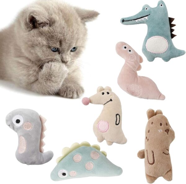 FANTESI 6 Pcs Cat Catnip Toys, Interactive Cat Toys Cartoon Catnip Chew Toys Soft Plush Cat Pillow Entertaining Toys for Pet Kitten Cat Playing Chewing Grinding Claw Teeth Cleaning - Image 6