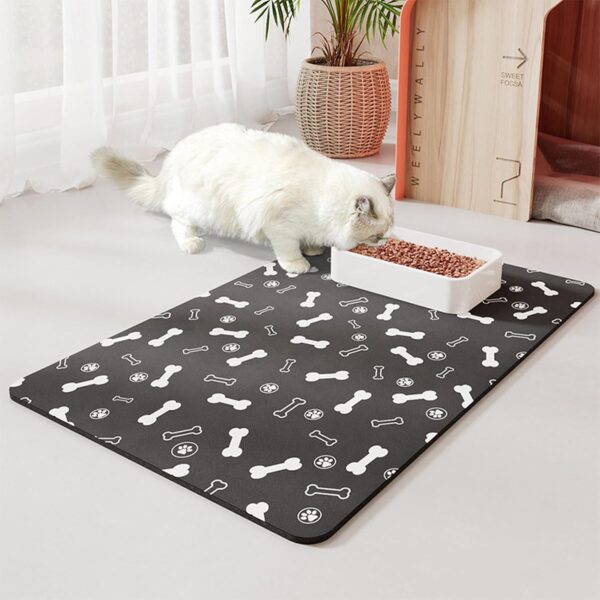 Dog Bowl Mat, Absorbent Dog Food Mat, No Stains Cat Bowl Mat for Food and Water, Easy to Clean Pet Placemats, Quick Dry Dog Water Dispenser Mat, Pet Accessories Supplies(Light Gray，35 * 50cm) - Image 3