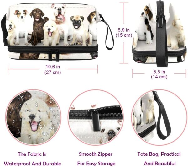 Cosmetic Bag for Women, Adorable Roomy Makeup Bags Travel Water Resistant Toiletry Bag Accessories Organizer, Cute Puppies Animal Dogs Pet - Image 5