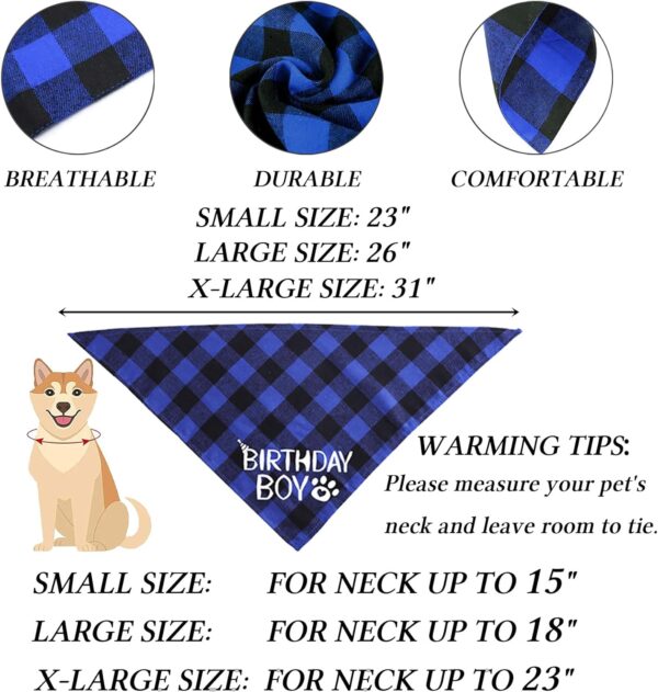 STMK Dog Birthday Party Supplies, Multi Size Dog Birthday Hat Dog Birthday Bandana Boy Bow Tie Birthday Numbers for Medium Large Dogs Pets (Large, Blue) - Image 4