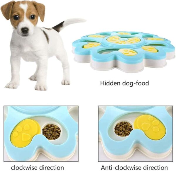 ADOGO® Dog Puzzle Feeder Toy,Puppy Treat Dispenser Puzzle Slow Feeder Dog Toy,Dog Training Games Feeder with Non-Slip, Improve IQ Puzzle Bowl for Puppy Pet (Blue) - Image 3