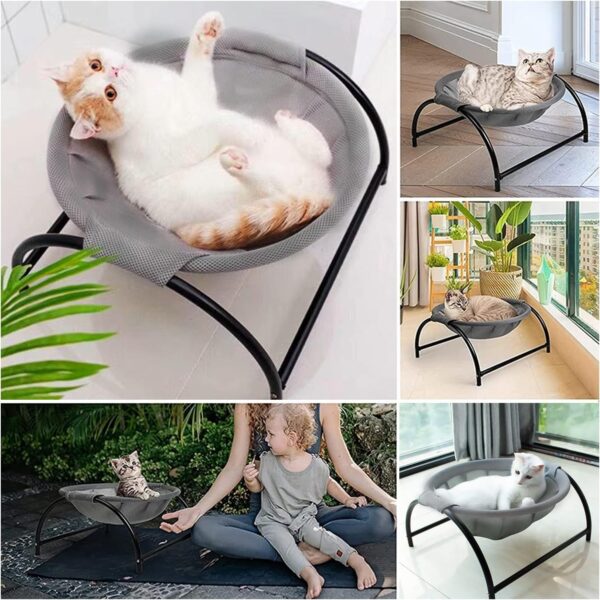 awagas Cat Bed Pet Hammock Bed, Pet Sleeping Bed, Washable Comfortable Stable Cat Pet Sofa Bed, Cat Pet Lounge Chair Hammock Stand for Indoor Outdoor Window Sofa for Large Cats Small Dogs Pets - Image 2