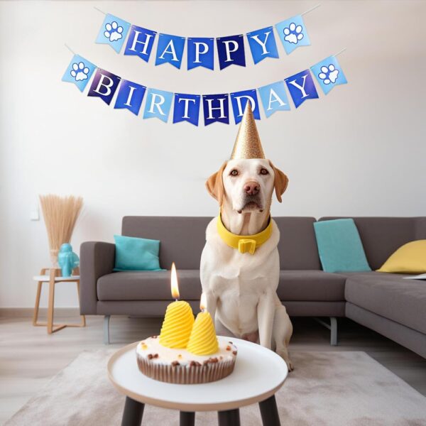 Dog Happy Birthday Banner Blue - Puppy Boys Birthday Banner Dog Birthday Party Supplies, Boy Dog Happy Birthday Sign Garland for Dog Themed Birthday Party Decoration - Image 7