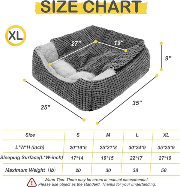 JOEJOY Rectangle XL Dog Bed Warm Hooded Dog Bed, Luxury Super Soft Pet Cave Bed Washable, Fits Up To 20/30/40/60lbs Pets - Image 5