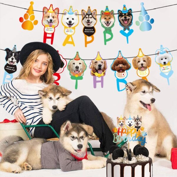 24Pcs Dog Themed Party Decoration Set,Birthday Decorations Doggy Theme Puppy Party Set Dog Party Supplies Pet Dog Party Pack for Birthday Party Including Cupcake Toppers Kids Birthday Decorations - Image 7