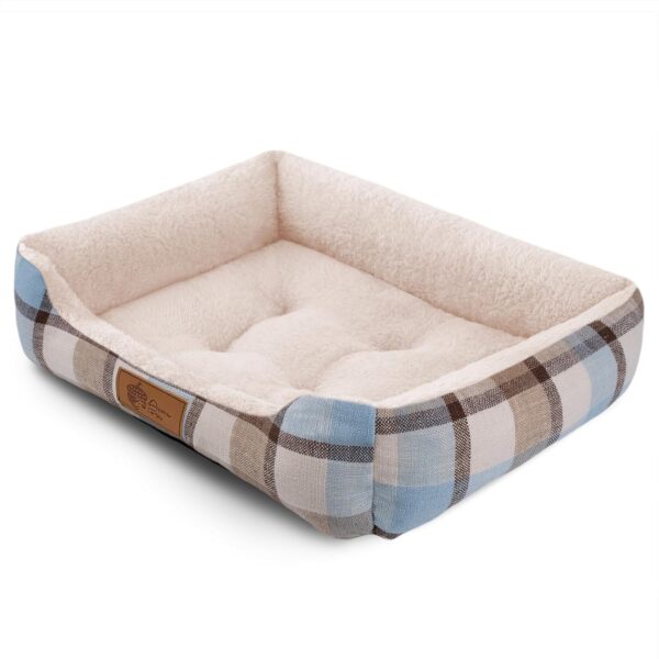 AcornPets® B-1032 Grid Style Coffee Dog Bed Cat Pet Pillow Fleece 70 x 55 CM For Small or Medium Dogs Cats - Image 2