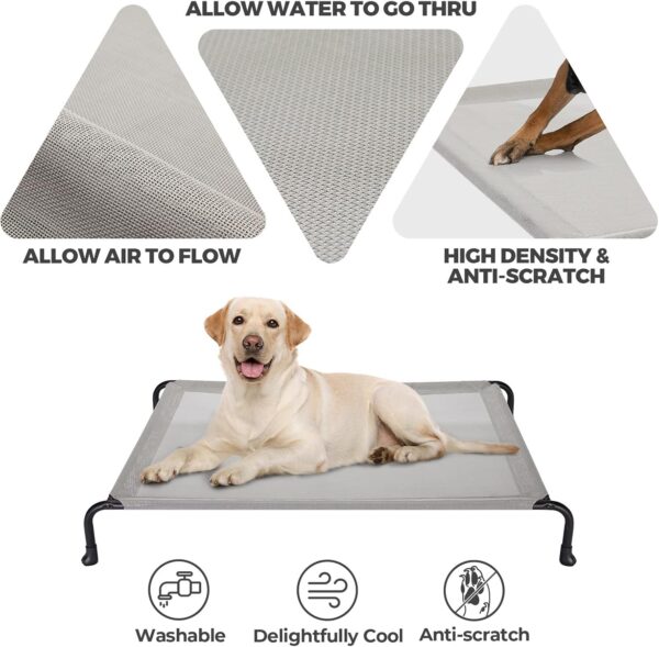 veehoo Outdoor Elevated Dog Bed, Cooling Raised Dog Cots Beds with No-slip Feet, Durable Pet Bed for Large Medium Dogs, Washable & Chew Proof Mesh Fabric Cots for Indoor Outdoor, X-Large, Grey - Image 3