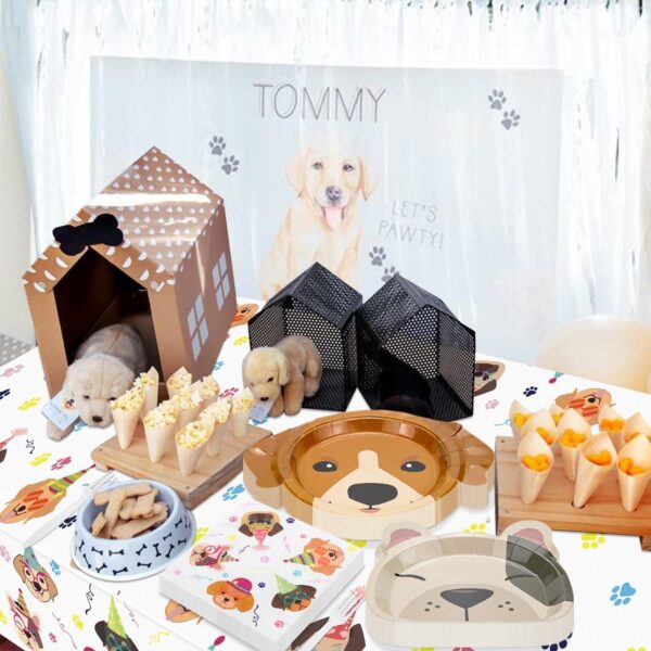 122 Pcs Dog Party Decorations - Including Plates, Napkins, Puppy Tablecloth for Kids Puppy Dog Themed Birthday Party Supplies, Serve 40 - Image 5