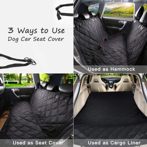 Dog Car Seat Cover, SHINE HAI Waterproof & Scratch Proof & Nonslip Back Seat Cover, Dog Travel Hammock with Seat Anchors, Machine Washable, Durable, Universal fits All Cars, Pet Cover(Black) - Image 5