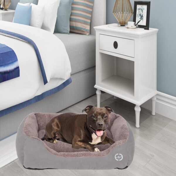 FRISTONE Dog Beds Medium Washable Pet Sofa Cat Bed Deluxe Soft Basket Cushion for Medium Small Dogs Orthopedic Fleece Thick Blanket Kennel XL Grey 32x24 in - Image 4