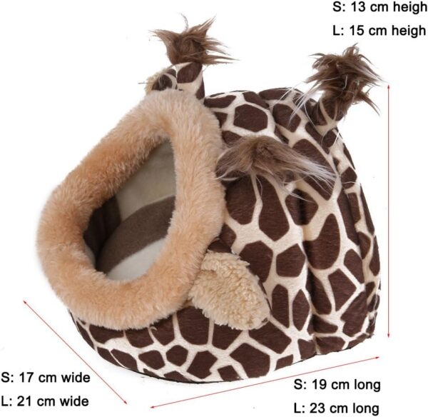 Winterworm Soft Plush Pet Cave Pet Bed with Removable Pad for Hamster Hedgehog Guinea Pig Baby Cat (Giraffe, L) - Image 4