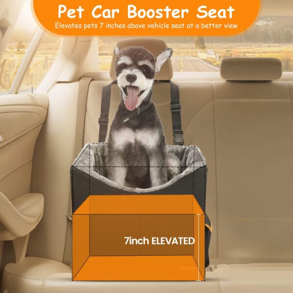 UNICITII Dog Car Seat for Small Dogs, Elevated Dog Booster Seat Pet Travel Carrier Bed for Car with Adjustable Straps Pet Car Booster Seat for Small Dogs Cats - Image 2