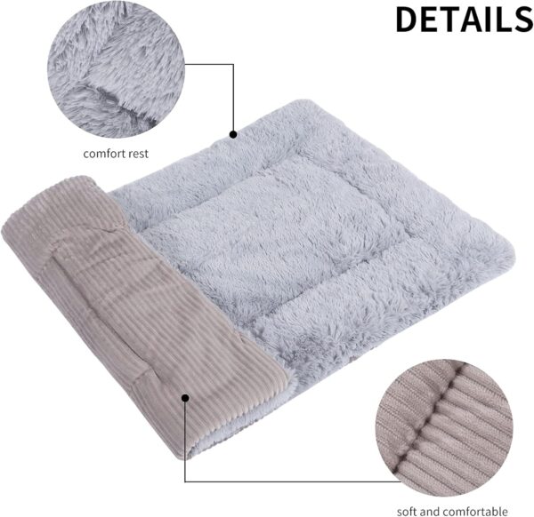 Vejaoo Dog Bed Mat Washable Cat Cushion Soft Premium Plush Dogs Mattress Sofa Dual Purpose Clearance for Small/Medium/Large Dog XZ014 (L(90 * 60CM), Wicker Gray) - Image 5