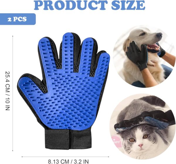 QUALDESN 2 Pcs Cat Grooming Glove, Pet Dog Cat Brush Glove, Gentle Deshedding Brush Glove, Premium Glove for Easy, Mess-free Grooming with 180 Tips, for Dogs,Cats,Rabbits,Horses with Long/Short Fur - Image 2