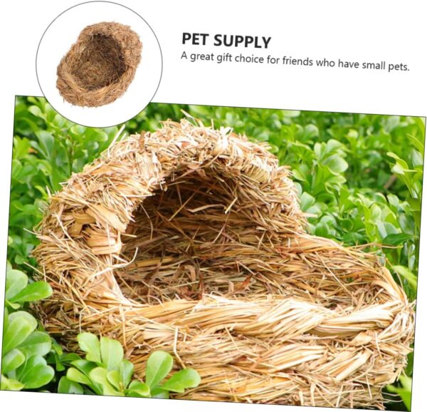 Grass Woven Pet 1pc Straw Pet Bed Bird Grass Bed Woven Straw Hut Critters Hamster Hanging Bed Hamster Sleeping Bed Hideaway Grass Hut Guinea Pigs Hamster House Grass Hammock - Image 8