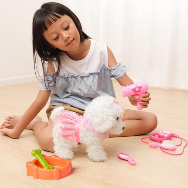 OR OR TU Walking Dog Toys for Kids Remote Control Plush Robot Dog Realistic Electronic Pets Dog Puppy,Walk and Bark on a Lead,Interactive Toy Dog for 3 4 5 6 7+ Years Old Girls Gift - Image 5