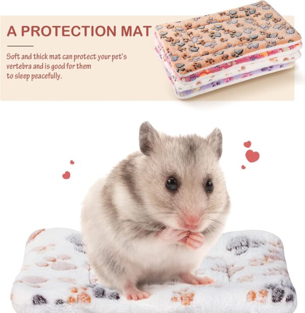 4 Pack Ultra Soft Dog Cat Bed Mat with Cute Prints Reversible Fleece Dog Crate Kennel Pad Cozy Washable Thickened Hamster Guinea Pig Bed Pet Bed Mat for Small Animals (Vivid Color, 12.6 x 9.8 Inches) - Image 6