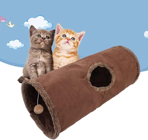 Cat Tunnel Toy 12 Inches Diameter Cats Play Tunnel Indoor Suede Pet Toys Foldable Large Cat Tube Tunnel with Peek Hole for Kitten Puppy Dogs Rabbits and Small Animals Pets Entertainment Supplies - Image 3