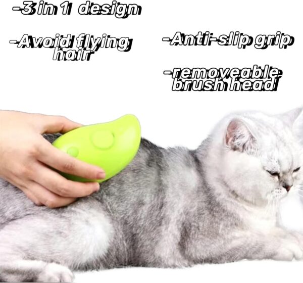 MOUOGO Cat Steamer Brush, Pet Hair Removal Brush, 3 in 1 Cat Steaming Brush, Pet Supplies for Small Dog Hair Brush - Image 3