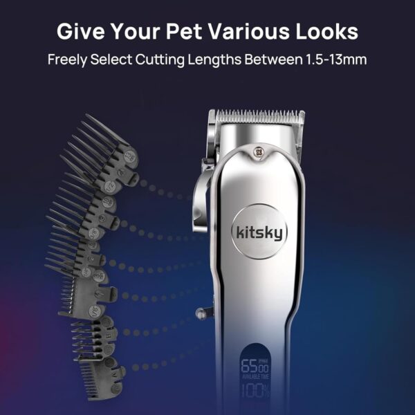 kitsky Dog Clippers, Dog Grooming kit, Professional for Thick Coats/Heavy Hair, Low Noise Rechargeable Cordless Pet Shaver for Dogs Pets and Animals, Dog Trimmer for Grooming, Dog Shaver - Image 3