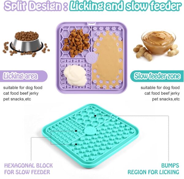 Licky Mats for Dogs and Cats, Premium Lick Mats with Suction Cups for Dog Anxiety Relief, Dog Lick Mats for Bathing, Grooming and Training, 2 Pack with 1 Spatula - Image 5