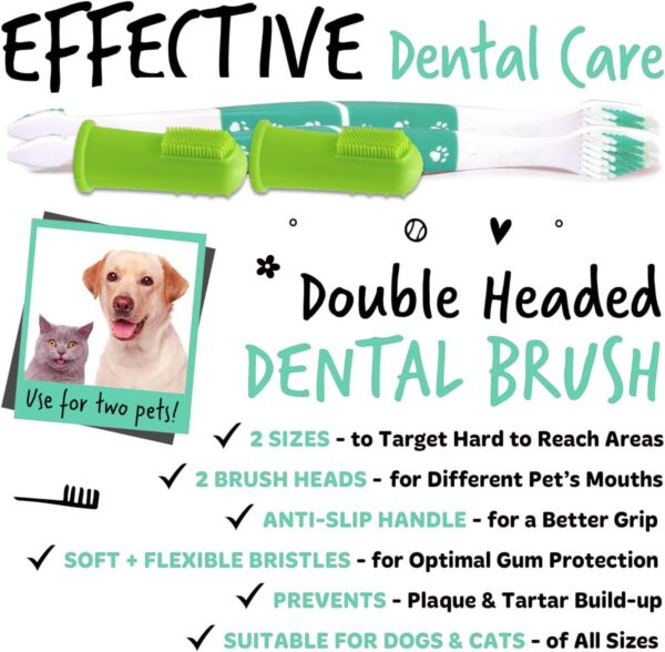 MUNSKT Dog Toothbrush Dual Ended, Pets Teeth Cleaning Toothbrush 360º Dog Cat Finger Toothbrush Pets Dental Cleaning Products for Easy Dogs Cats Dental Care - Image 3