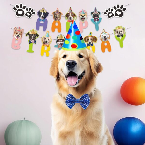 Puppy Happy Birthday Banner Colorful - Puppy Birthday Banner Dog Birthday Party Supplies Dog Face Happy Birthday Sign Garland For Birthday Party Decoration 16.4ft - Image 4