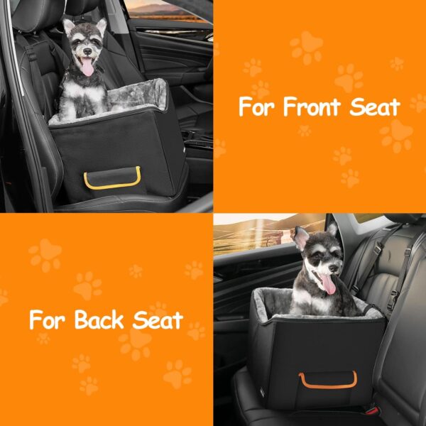 UNICITII Dog Car Seat for Small Dogs, Elevated Dog Booster Seat Pet Travel Carrier Bed for Car with Adjustable Straps Pet Car Booster Seat for Small Dogs Cats - Image 6